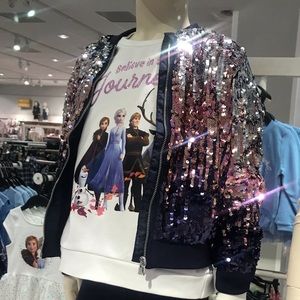 Girls Sequins Bomber Jacket